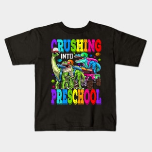 Crushing Into Preschool Monster Truck Dinosaur T Rex Kids T-Shirt